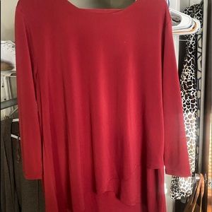 Red high-low dress top